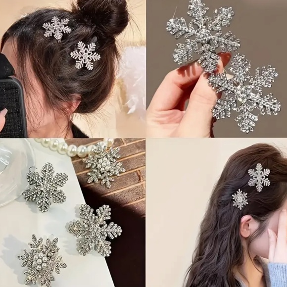 🌹 FREE w/purchase Snowflake crystal rhinestone hair clips - Picture 10 of 14